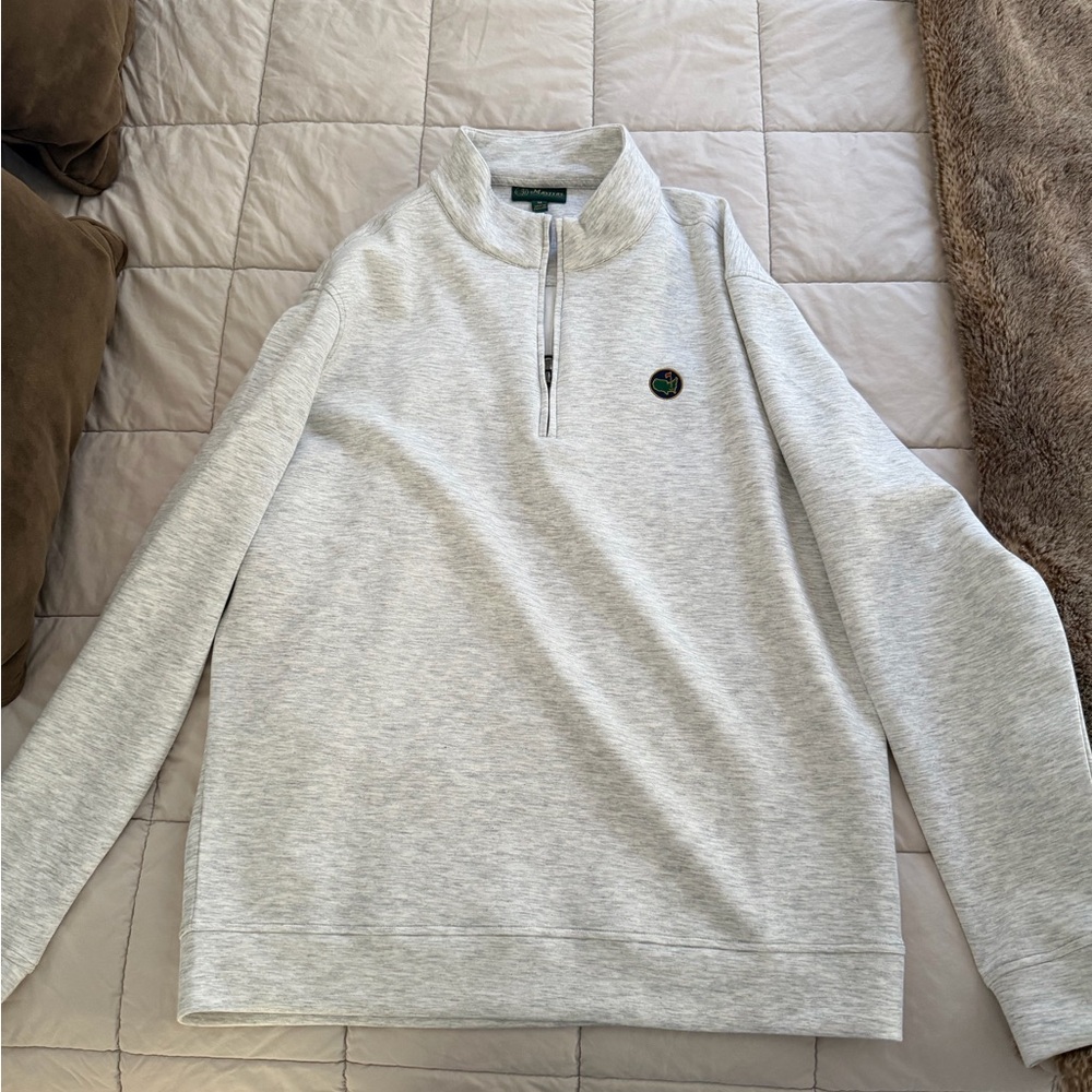 Masters Berkmans Gray Quarter-Zip Sweater medium